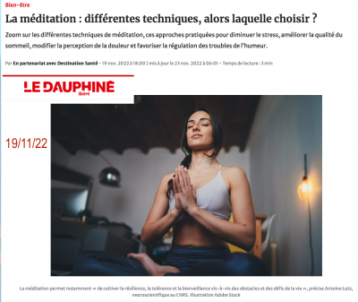 article du Dauphiné, nov.2022
